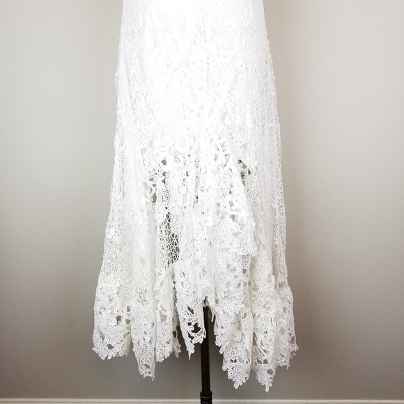 Beautiful Boston Proper White Crochet Ruffled Lace High Low Skirt Ladies Size 2 - Picture 3 of 9